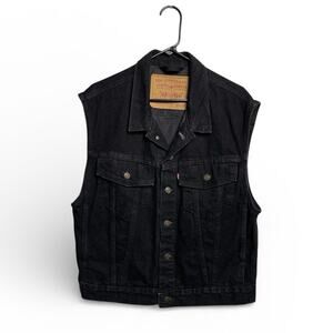 Vintage Levi's Men 90S Black Denim Vest 70595-4159 M Made In Usa Limited Ed Rare